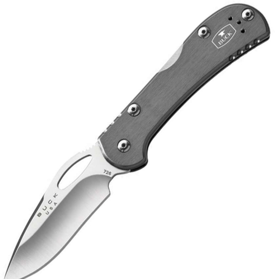 Knives * | Online Sales Bu726Gys Buck Mini Spitfire Lockback Pocket Knife Grey