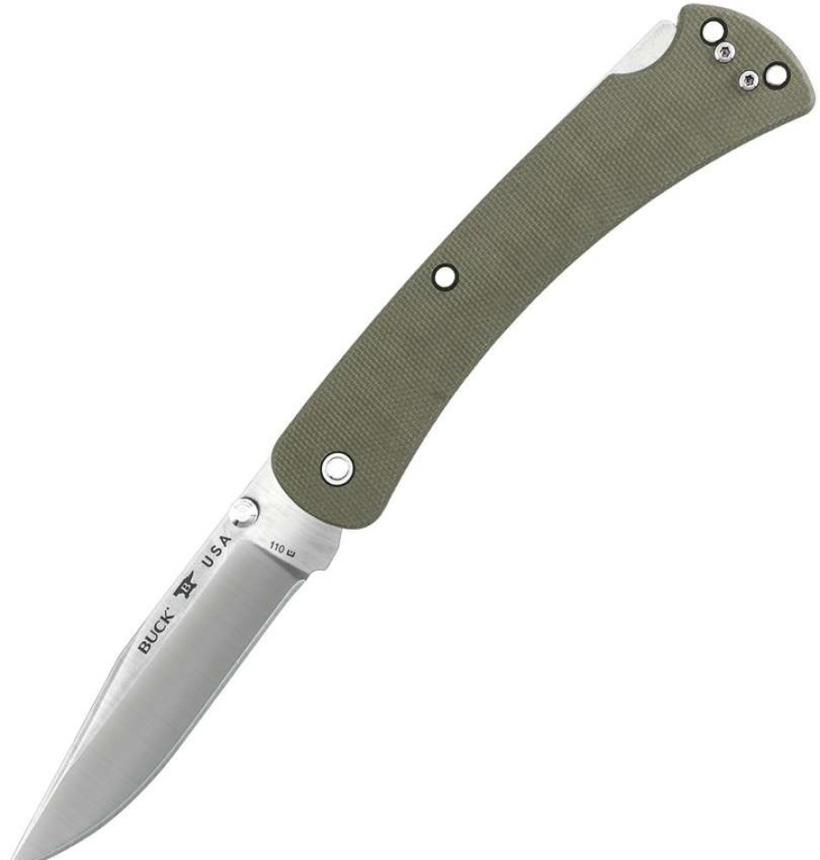 Knives * | Hot Sell Bu110Ods4 Buck 110 Slim Pro Lockback Pocket Knife Green