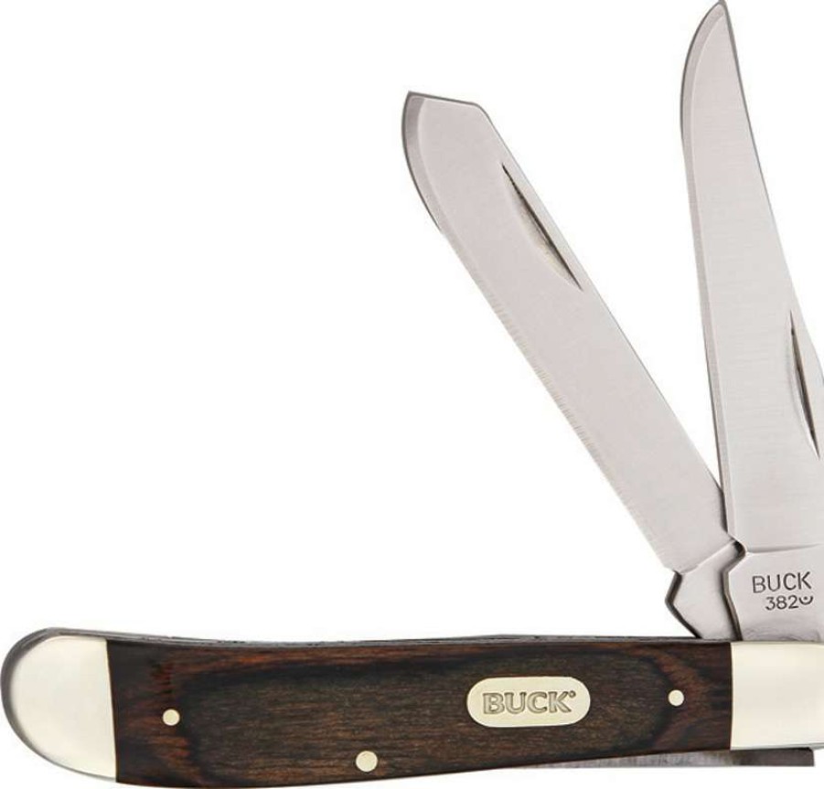 Knives * | Excellent Bu382Brw Buck Trapper Pocket Knife Wood Handles