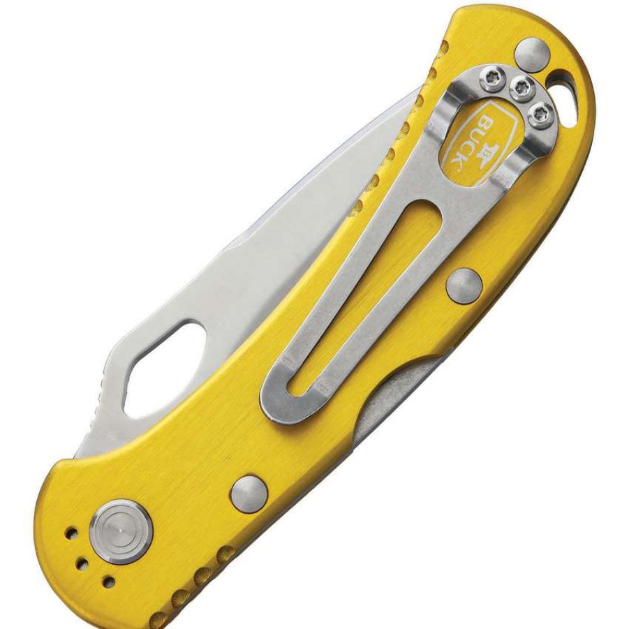 Knives * | Fire Sale Bu722Ywx1 Buck Spitfire Lockback Pocket Knife Yellow Serrated